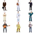 Character icon flat profession set isolated Royalty Free Stock Photo