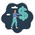 character icon with heart and dollar sign inside. love of money. flat vector illustration. Royalty Free Stock Photo