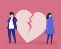 Character illustration of couple with a heartbreak icon