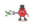 Character Illustration of cricket ball catching money with a magnet