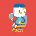 Character illustration design. Boy reading cartoon, eps