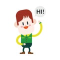 Character illustration design. Boy saying hi cartoon,eps