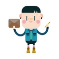Character illustration design. Boy writing letter cartoon,eps Royalty Free Stock Photo