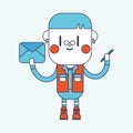 Character illustration design. Boy writing letter cartoon,eps Royalty Free Stock Photo
