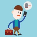 Character illustration design. Businessman cellphone out of char Royalty Free Stock Photo