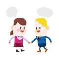 Character illustration design. Girl and boy talking cartoon,eps