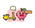 Character illustration of peach as a pizza deliveryman