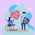 Character illustration of people holding health insurance icons