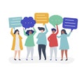 Character illustration of people holding speech bubbles Royalty Free Stock Photo