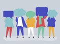 Character illustration of people holding speech bubbles Royalty Free Stock Photo