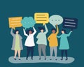 Character illustration of people holding speech bubbles Royalty Free Stock Photo