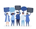 Character illustration of people holding speech bubbles Royalty Free Stock Photo