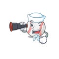 Character isolated baseball with a sailor holding binocular cute Royalty Free Stock Photo