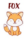 Character kawaii fox cartoon cute hand drawn isolated on white background Royalty Free Stock Photo