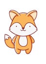 Character kawaii fox cartoon cute hand drawn isolated on white background Royalty Free Stock Photo