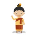 Character from Laos dressed in the traditional way Vector Illustration