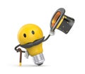 Character light bulb dressed like a gentleman say - Hello. 3D character