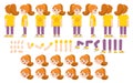 Character of Little girl for different poses, emotions. Royalty Free Stock Photo