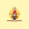 Modern pandit ji vector mascot logo