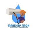 Mandeep singh air conditioner cleaning and repairs vector mascot logo