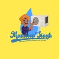 Mandeep singh air conditioner cleaning and repairs vector mascot logo