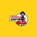 Two wheeler repairs vector mascot logo