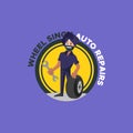 Wheel singh auto repairs vector mascot logo