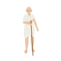 Character Of Mahatma Gandhiji Standing With Stick On White