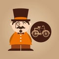 Character male hipster bicycle vintage Royalty Free Stock Photo
