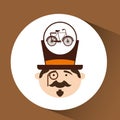 Character male hipster bicycle vintage Royalty Free Stock Photo