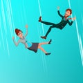 Character Man And Woman Fall After Mistake Vector