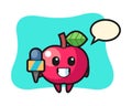 Character mascot of apple as a news reporter Royalty Free Stock Photo