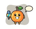 Character mascot of apricot as a news reporter Royalty Free Stock Photo