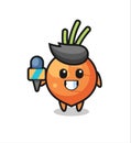 Character mascot of carrot as a news reporter Royalty Free Stock Photo