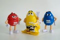 Character mascot of chocolate brand m&m`s