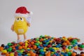 Character mascot of chocolate brand m&m`s