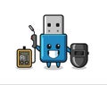 Character mascot of flash drive usb as a welder Royalty Free Stock Photo