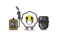 Character mascot of fried egg as a welder Royalty Free Stock Photo