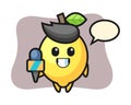 Character mascot of lemon as a news reporter Royalty Free Stock Photo