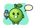 Character mascot of lime as a news reporter Royalty Free Stock Photo