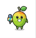 Character mascot of mango as a news reporter Royalty Free Stock Photo