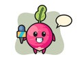 Character mascot of radish as a news reporter Royalty Free Stock Photo