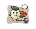 Character mascot of spotted egg as a prisoner