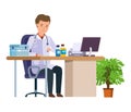 Character medical doctor. Healthcare and medical help. Doctor`s office.