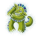 Character monster vector flat illustration, cute green mutant. D