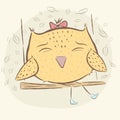 Character owl, autumn. baby illustration shirt design