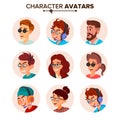 Character People Avatar Set Vector. Face. Default Avatar Placeholder. Cartoon, Comic Art Flat Isolated Illustration Royalty Free Stock Photo