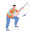 character people fishing hobby vector illustration