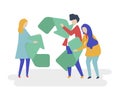 Character of people holding a recycle symbol illustration Royalty Free Stock Photo