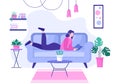 Character People Read Books in a Room Vector Illustrations to Increase Insight and Knowledge. Flat Design